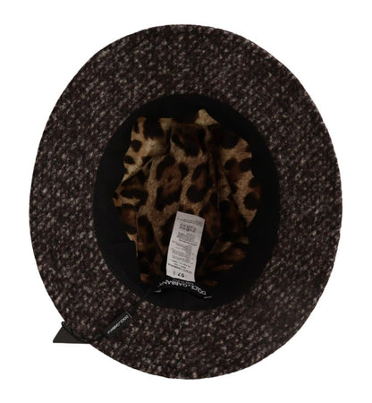  - Elegant Gray Tweed Wide Brim Hat