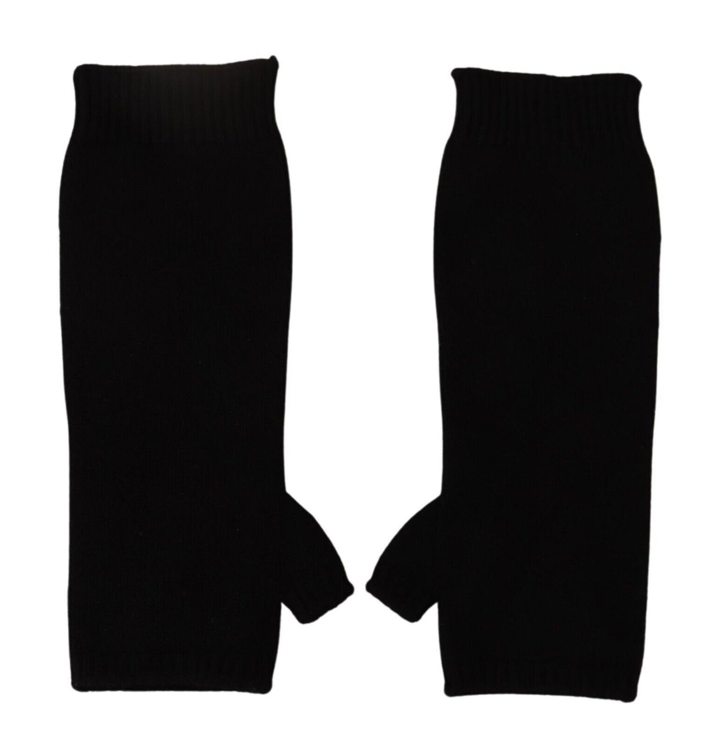  - Elegant Black Cashmere Fingerless Gloves