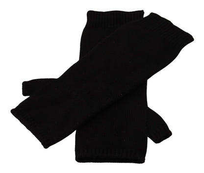  - Elegant Black Cashmere Fingerless Gloves