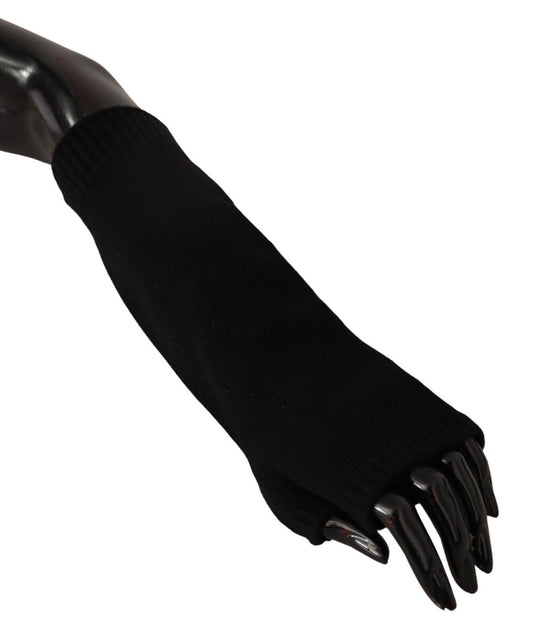  - Elegant Black Cashmere Fingerless Gloves