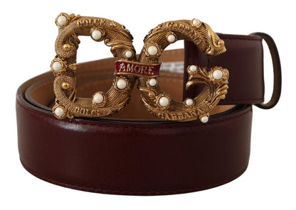  - Elegant Bordeaux Leather Amore Belt