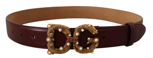  - Elegant Bordeaux Leather Amore Belt