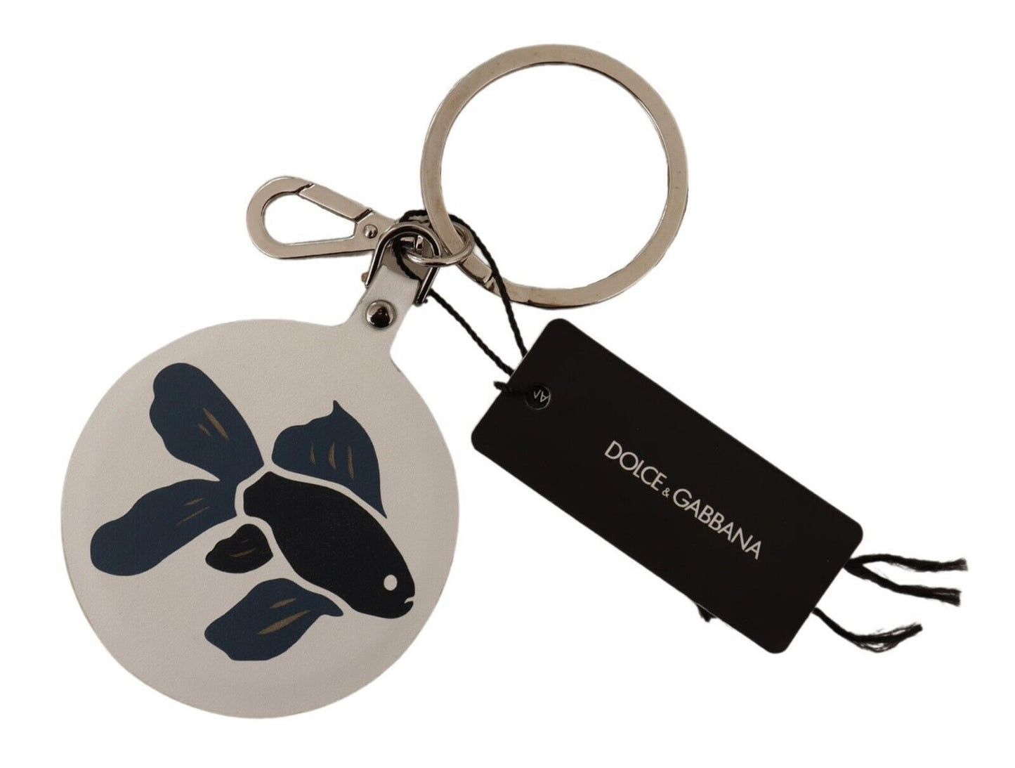  - Chic White Leather Keychain