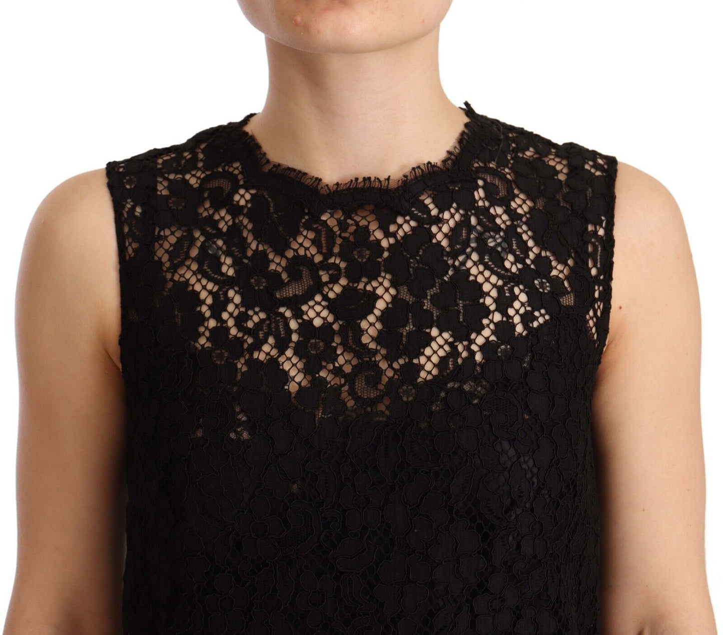  - Elegant Floral Lace Sheath Dress in Black