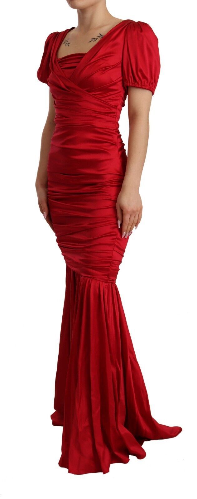  - Elegant Red Silk Stretch Mermaid Dress
