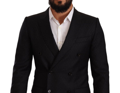  - Elegant Black Dotted Formal Blazer