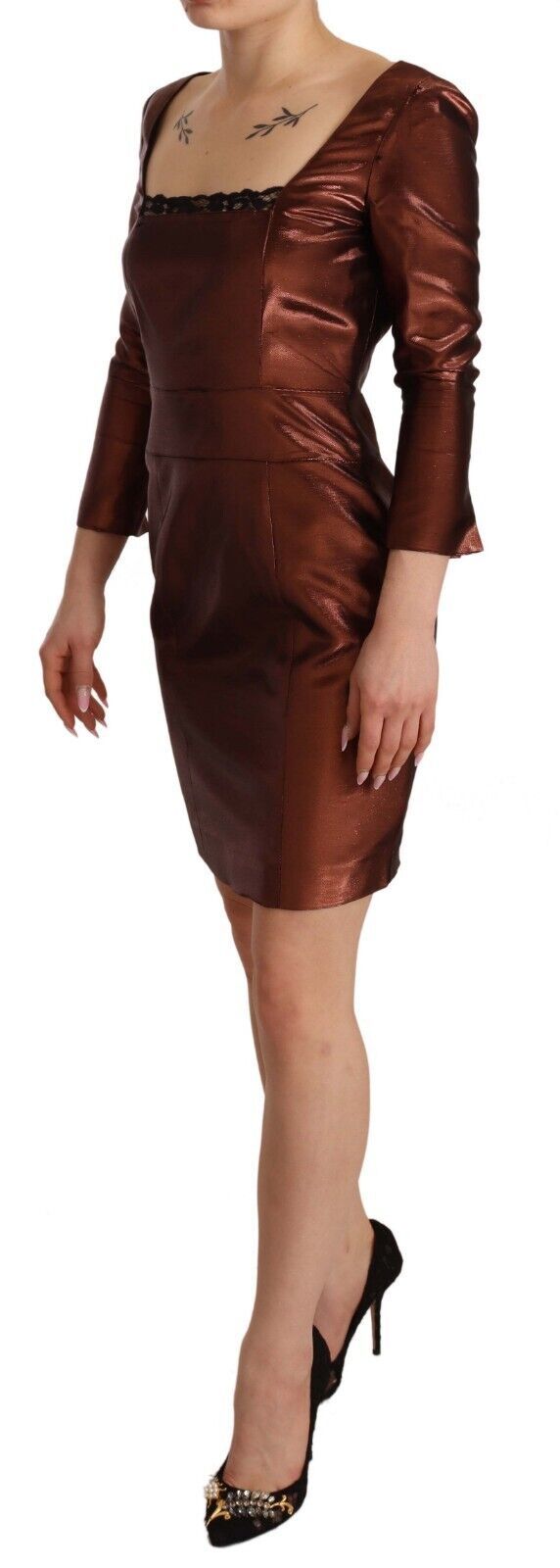  - Elegant Bronze Sheath Mini Dress with Square Neck