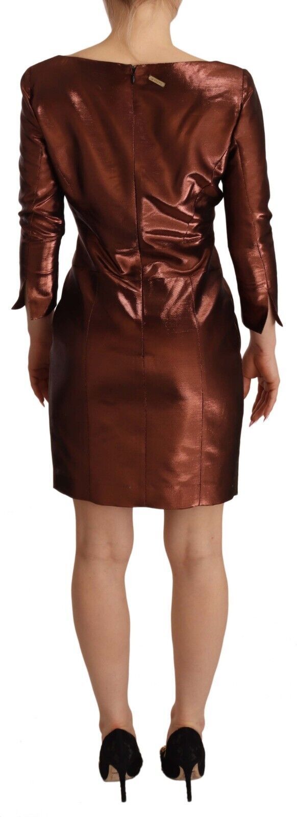  - Elegant Bronze Sheath Mini Dress with Square Neck