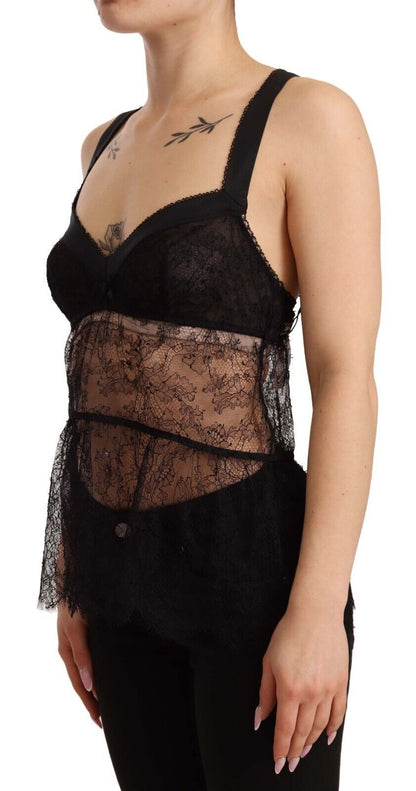  - Elegant Black Silk Lingerie Chemise