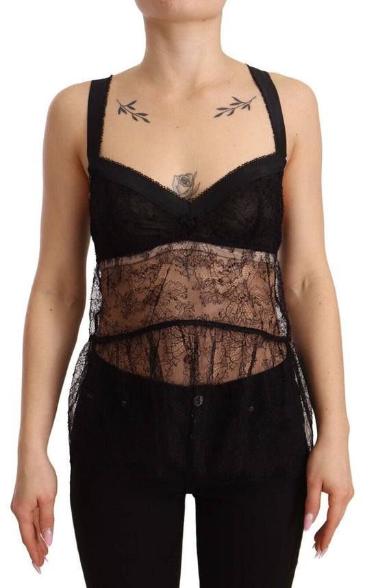  - Elegant Black Silk Lingerie Chemise