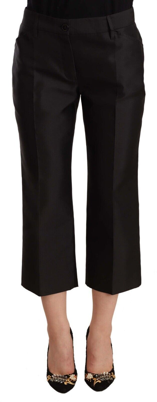  - Chic Silk Cropped Trousers in Timeless Black