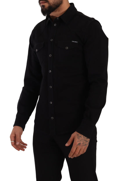  - Slim Fit Casual Black Designer Shirt