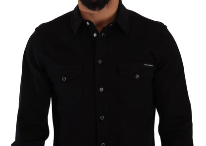  - Slim Fit Casual Black Designer Shirt