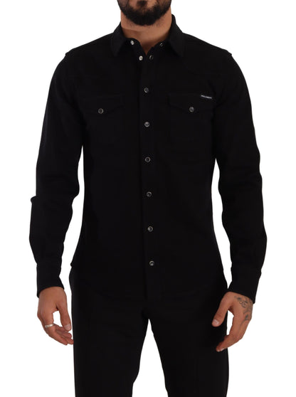  - Slim Fit Casual Black Designer Shirt