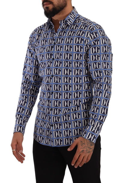  - Slim Fit Blue Logo Cotton Shirt