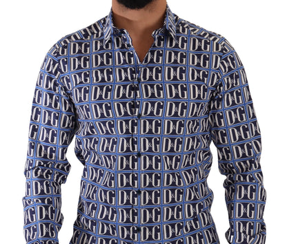  - Slim Fit Blue Logo Cotton Shirt