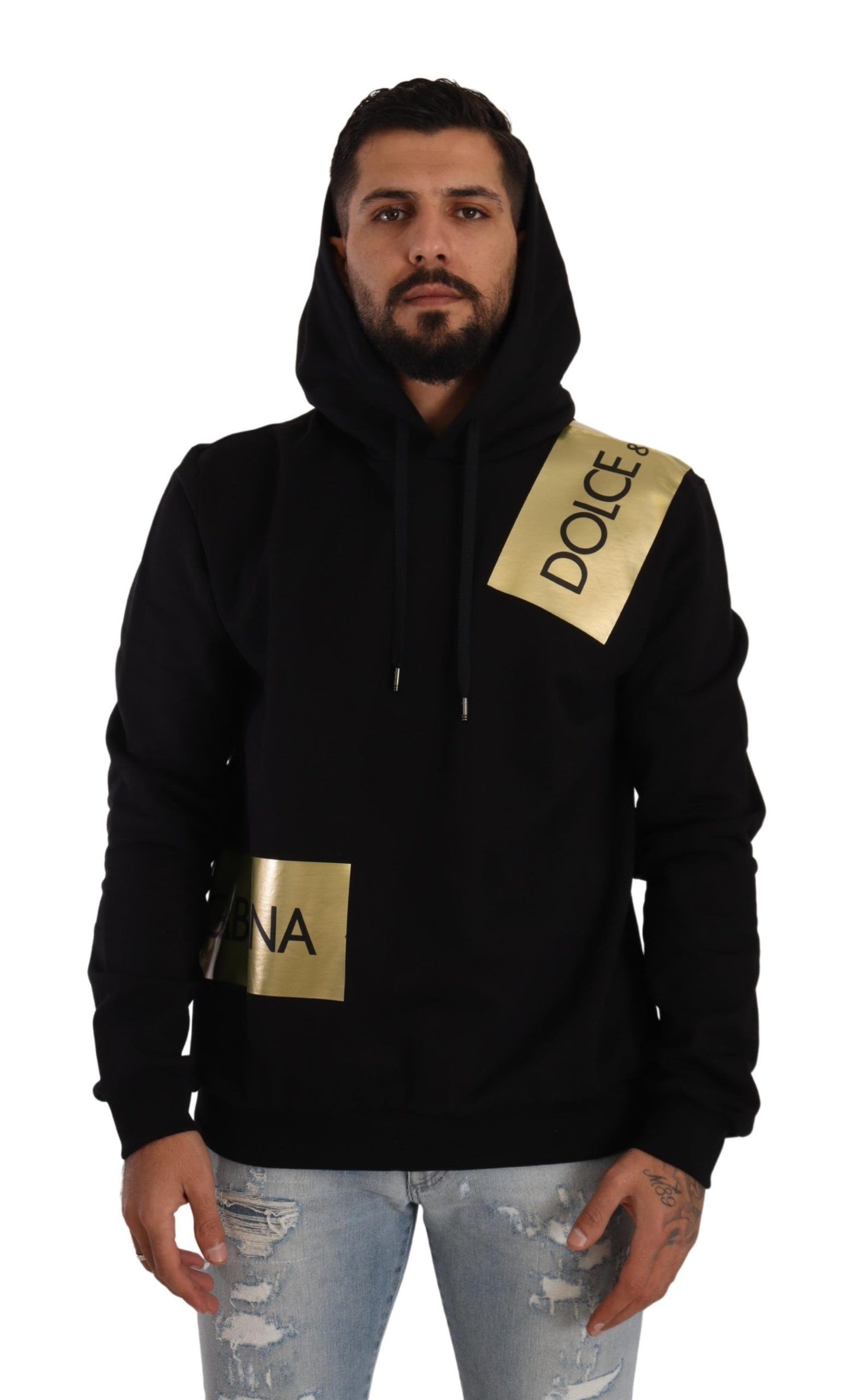  - Elevate Your Style with a Black Golden-Logo Pullover