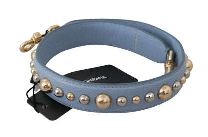  - Elegant Blue Leather Shoulder Strap