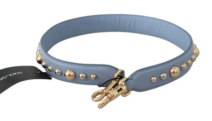  - Elegant Blue Leather Shoulder Strap