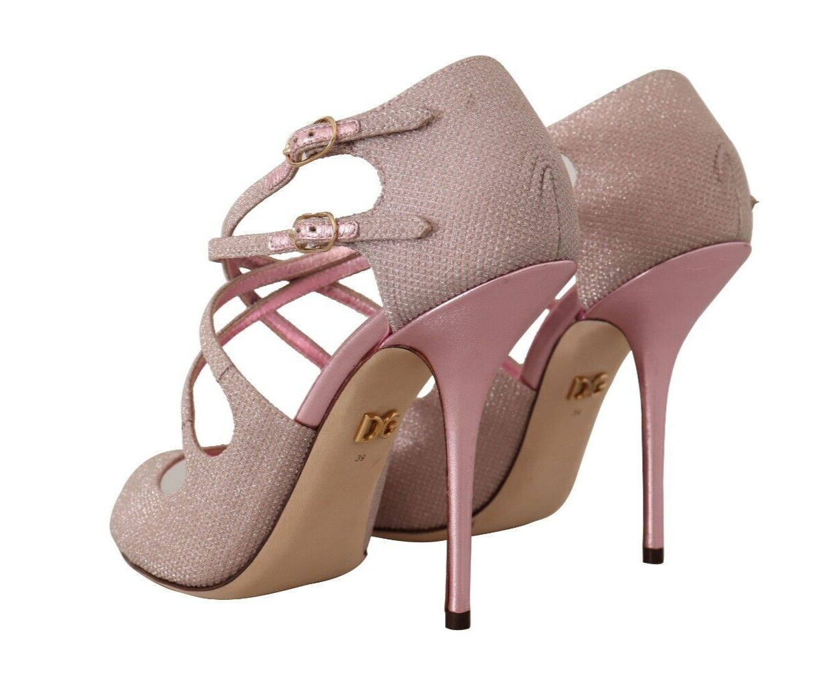  - Pink Glitter Peep Toe High Heels Sandals