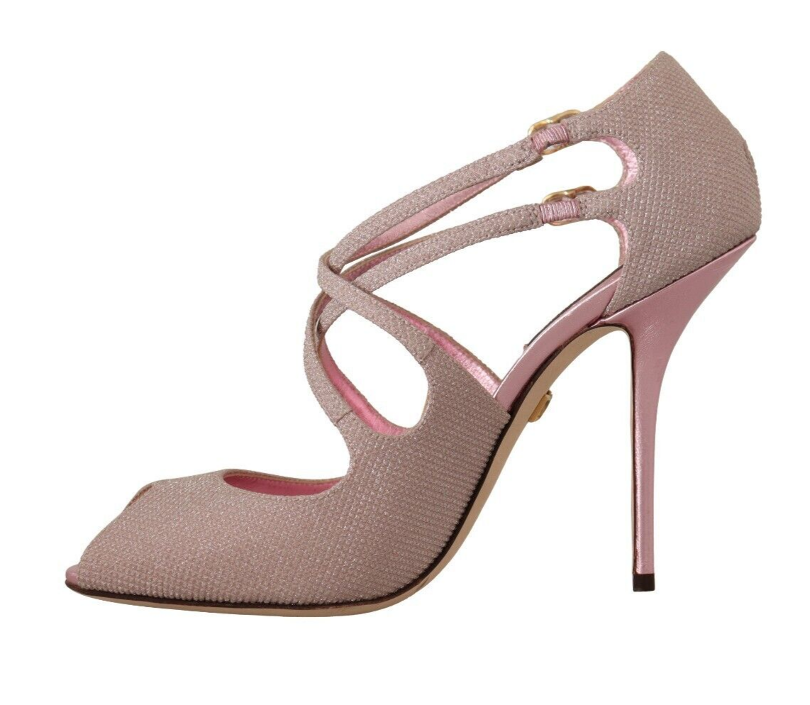  - Pink Glitter Peep Toe High Heels Sandals