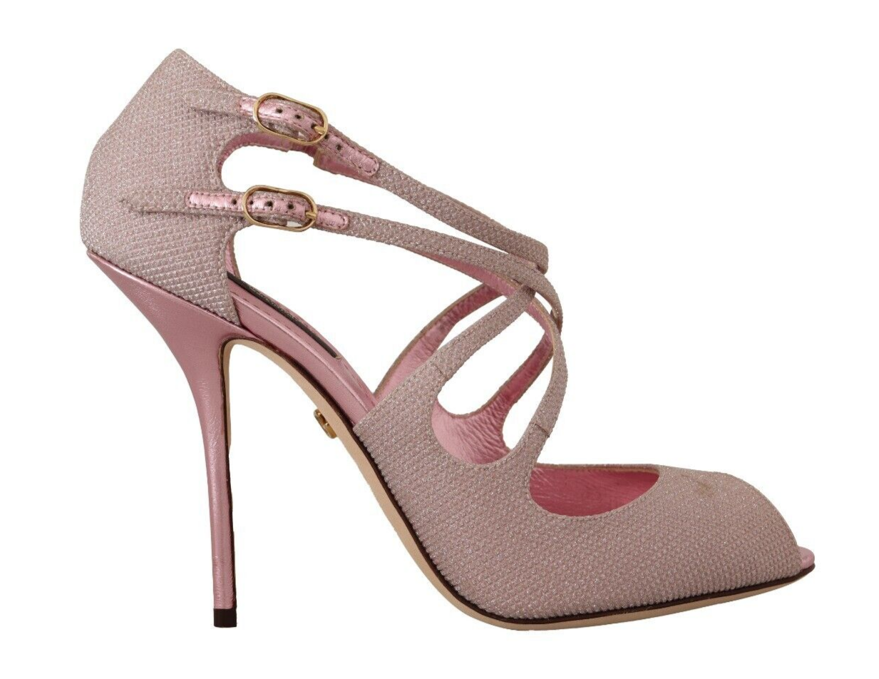  - Pink Glitter Peep Toe High Heels Sandals