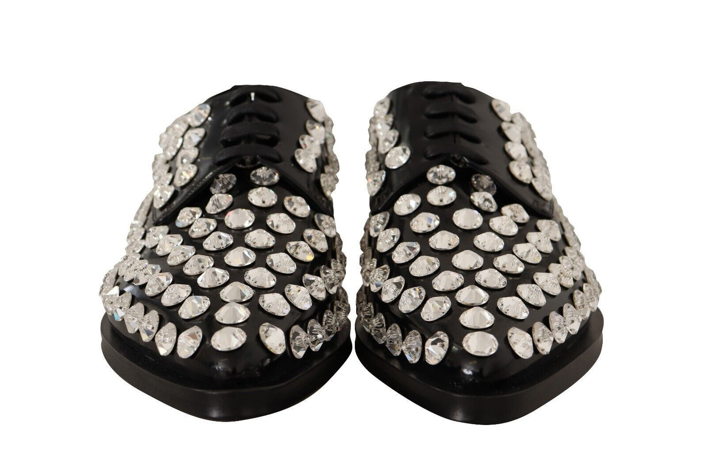 Crystal-Embellished Leather Formal Flats