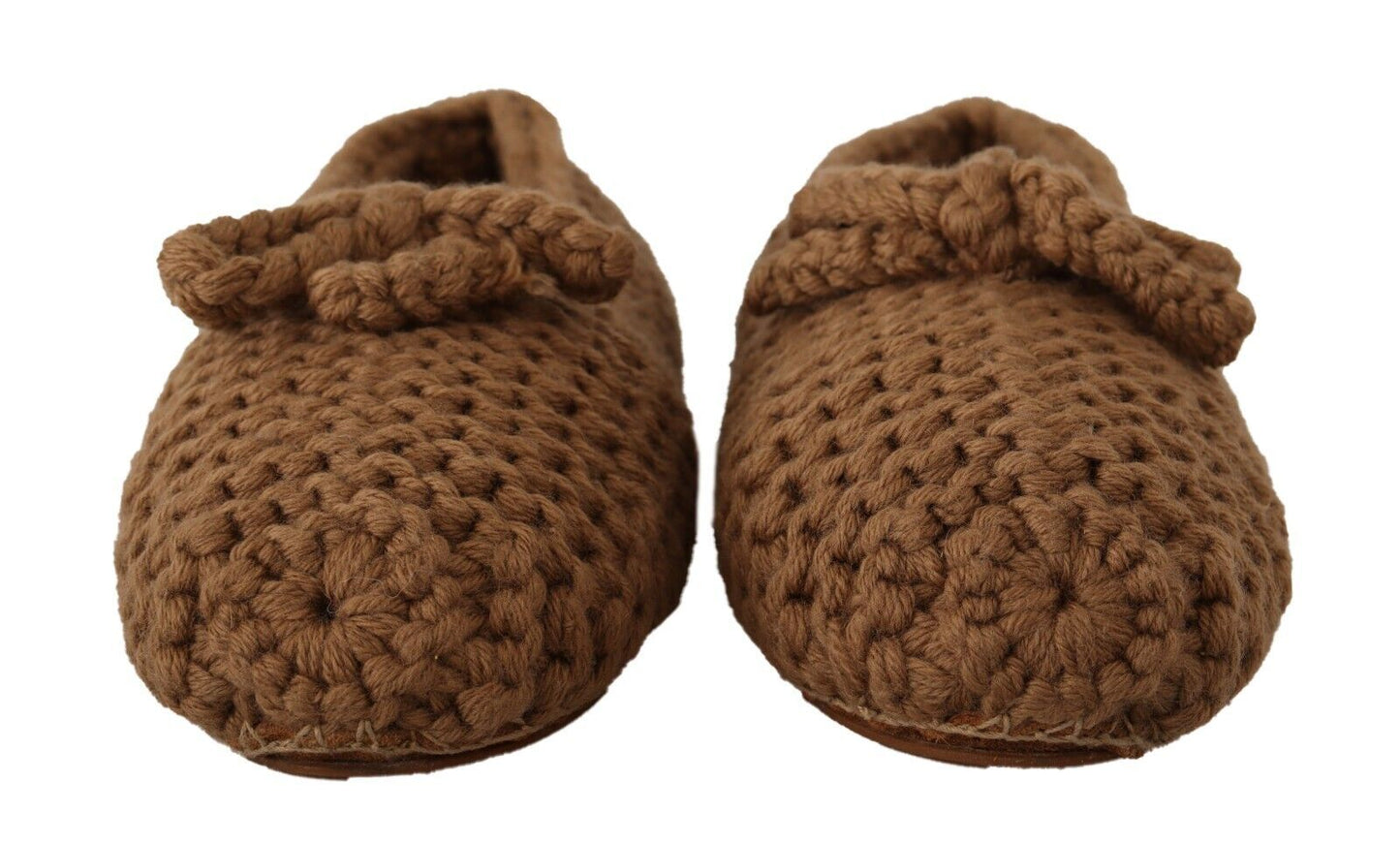  - Elegant Wool Knit Ballerina Flats in Brown