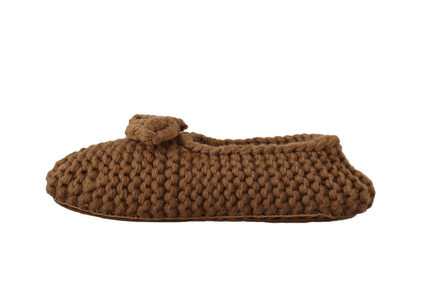  - Elegant Wool Knit Ballerina Flats in Brown