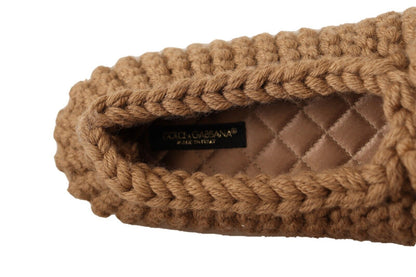  - Elegant Wool Knit Ballerina Flats in Brown