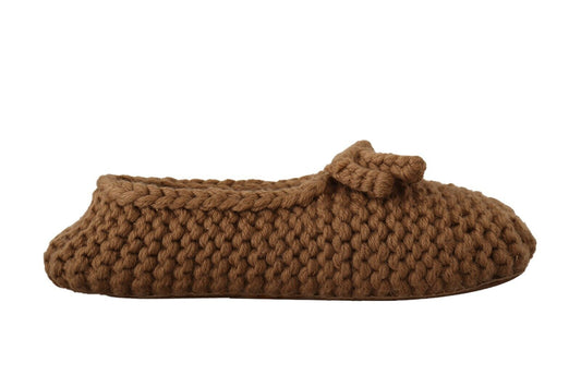  - Elegant Wool Knit Ballerina Flats in Brown