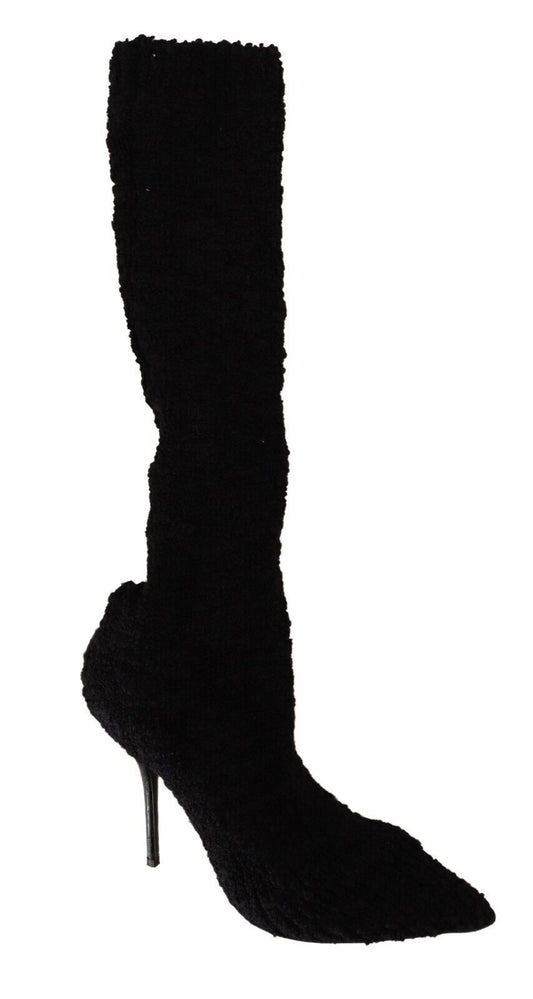  - Chic Black Stretch Sock Boots