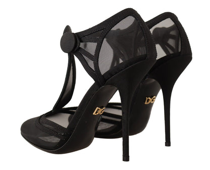  - Elegant Mesh T-Strap Stiletto Pumps