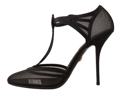  - Elegant Mesh T-Strap Stiletto Pumps