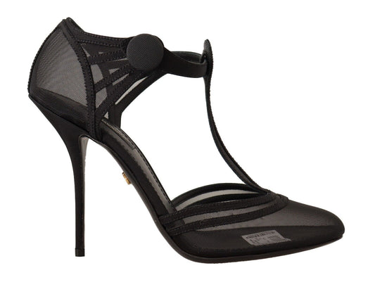  - Elegant Mesh T-Strap Stiletto Pumps