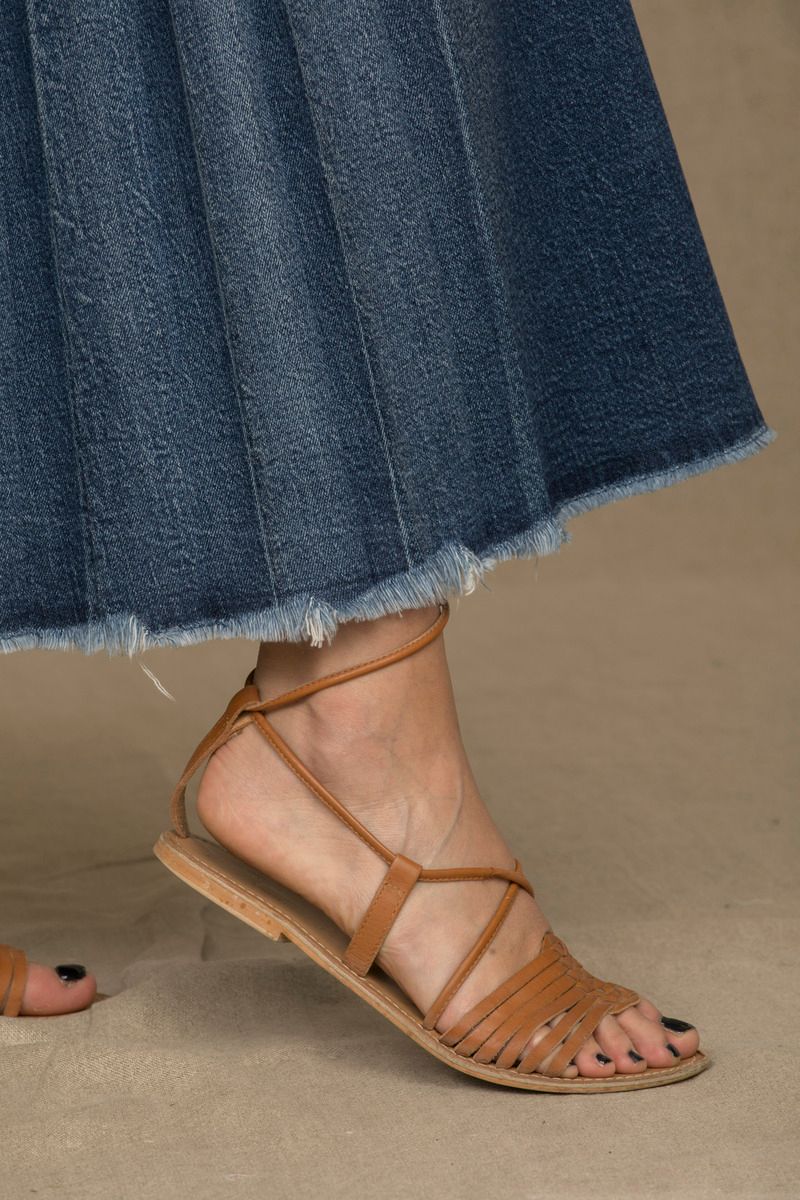 Chic Blue Denim Pleated Skirt