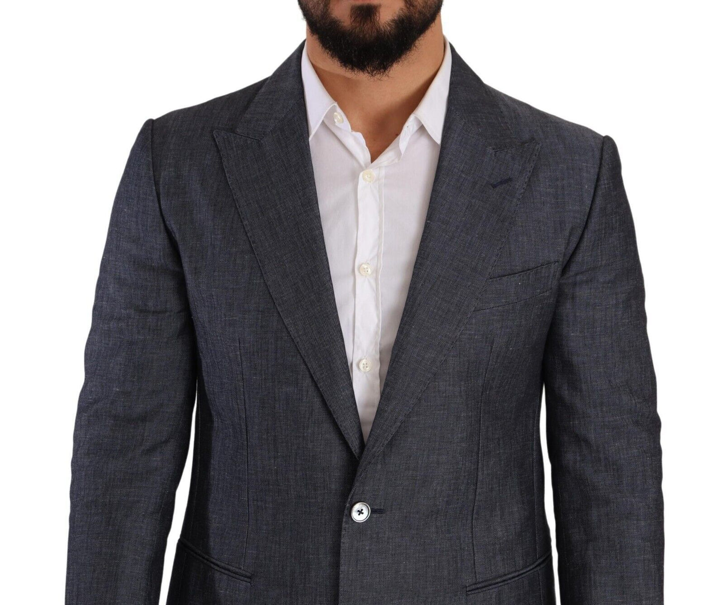  - Elegant Slim Fit Two-Button Blue Blazer