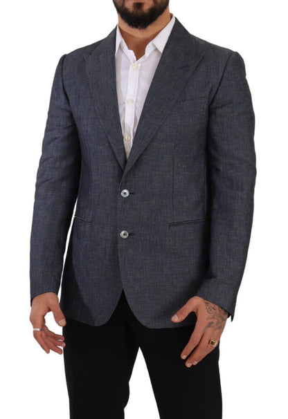  - Elegant Slim Fit Two-Button Blue Blazer