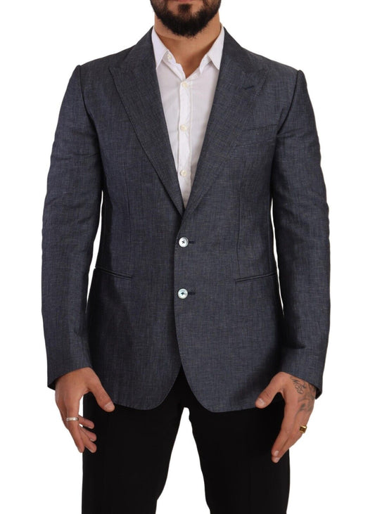  - Elegant Slim Fit Two-Button Blue Blazer