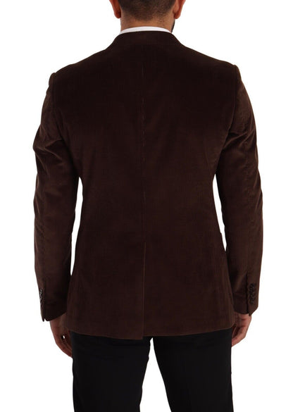  - Elegant Brown Corduroy Slim Fit Blazer