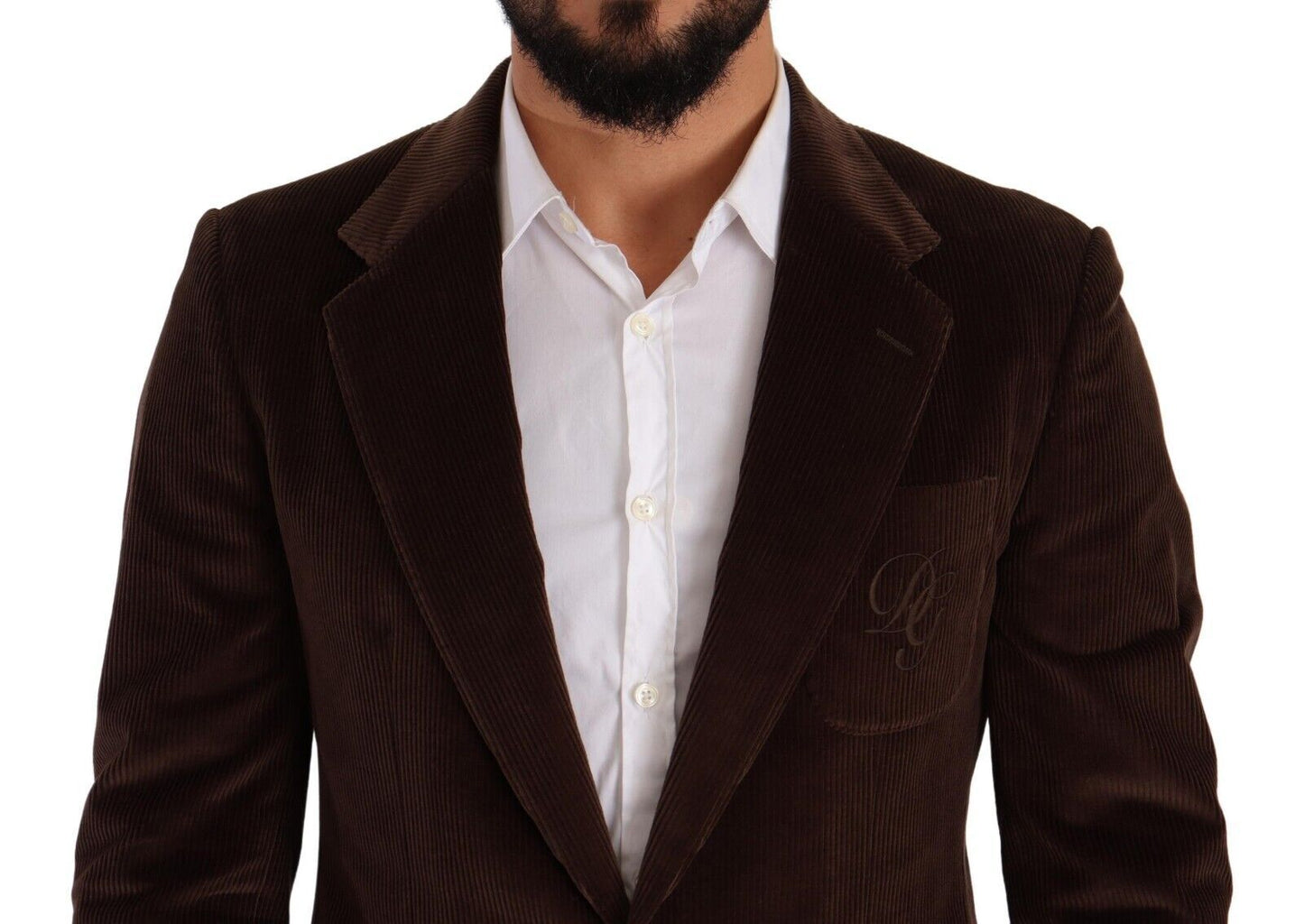  - Elegant Brown Corduroy Slim Fit Blazer