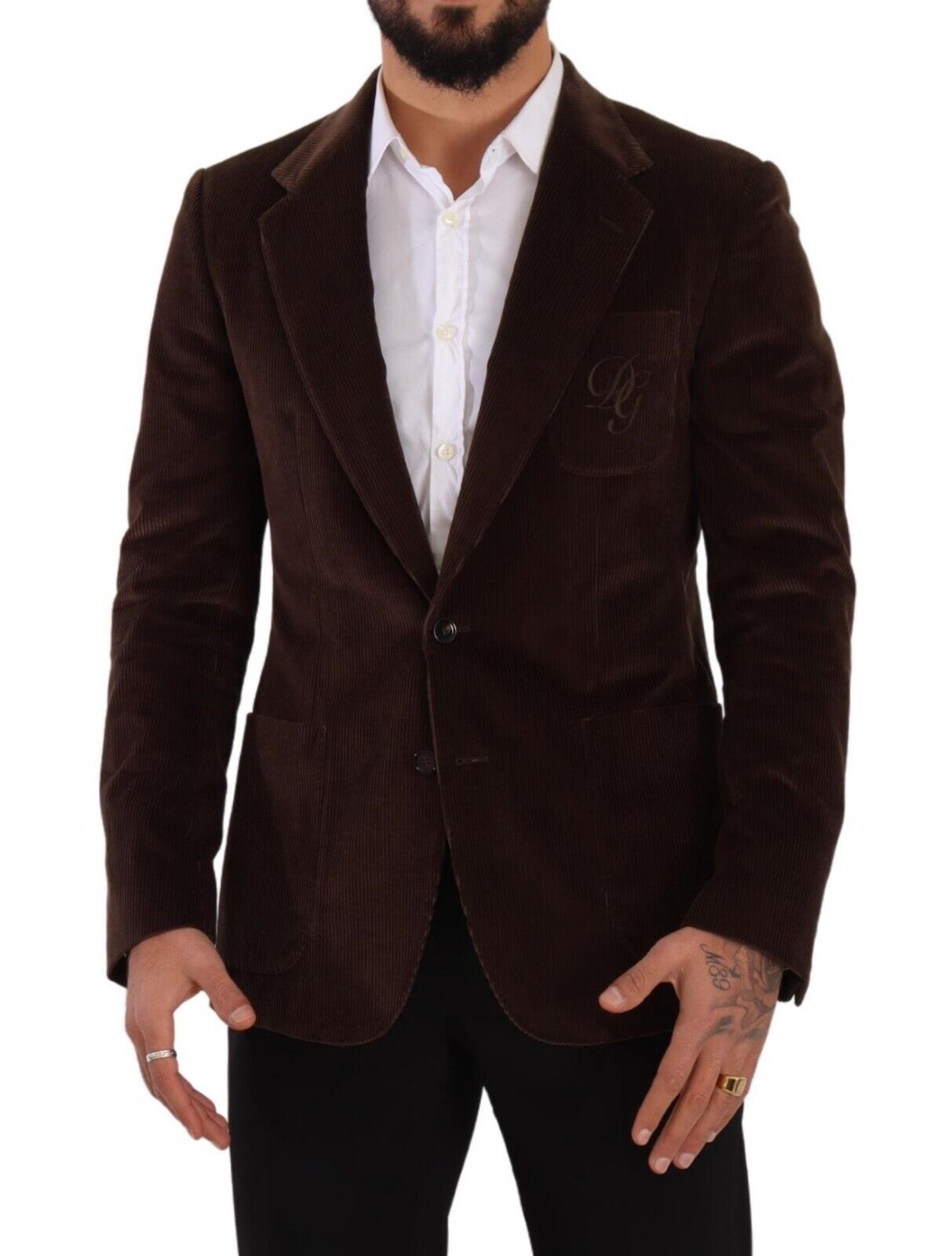  - Elegant Brown Corduroy Slim Fit Blazer