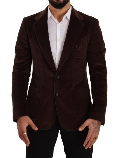  - Elegant Brown Corduroy Slim Fit Blazer