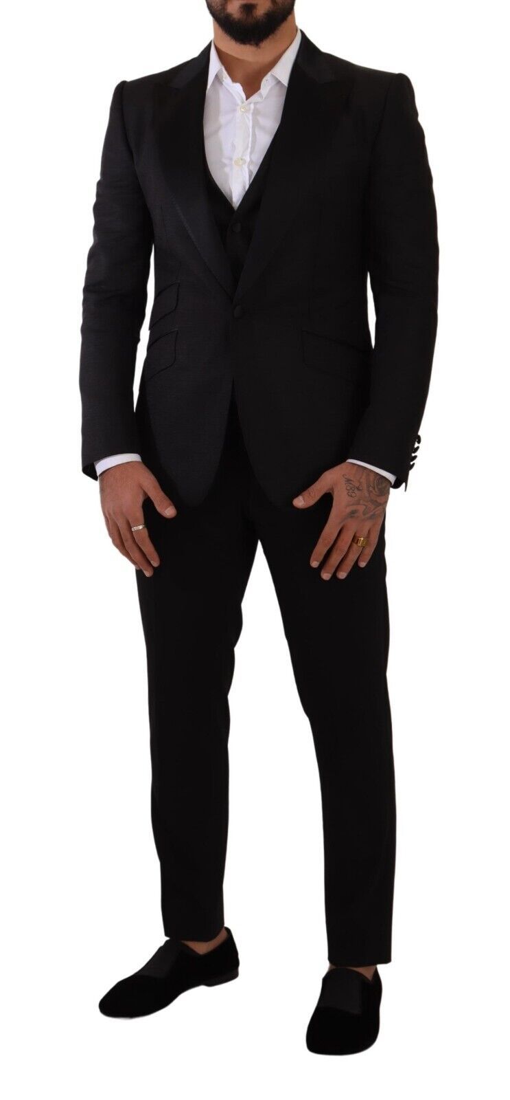  - Sicilia Slim Fit Black Suit Ensemble