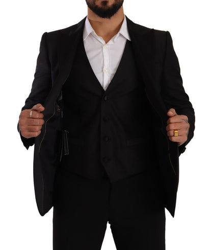  - Sicilia Slim Fit Black Suit Ensemble