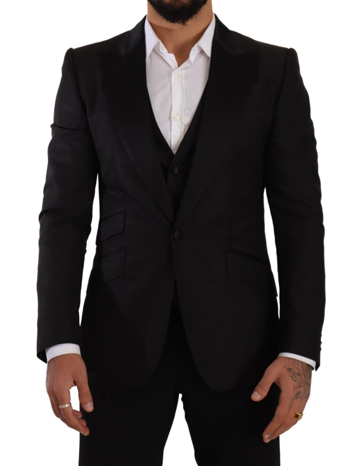  - Sicilia Slim Fit Black Suit Ensemble