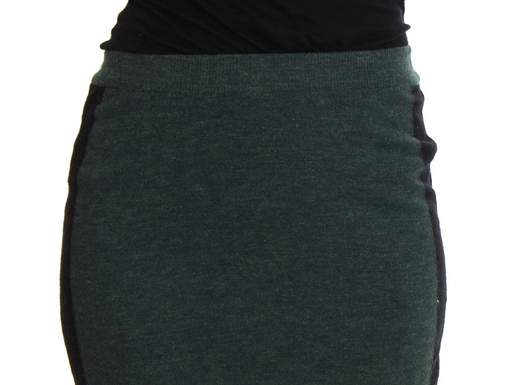  - Emerald Elegance Wool-Blend Pencil Skirt