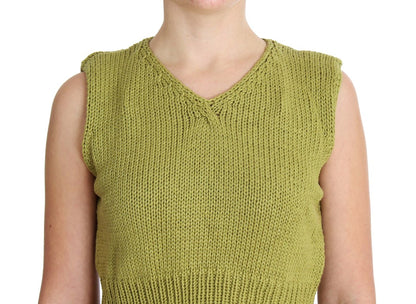  - Elegant Green Sleeveless Vest Sweater