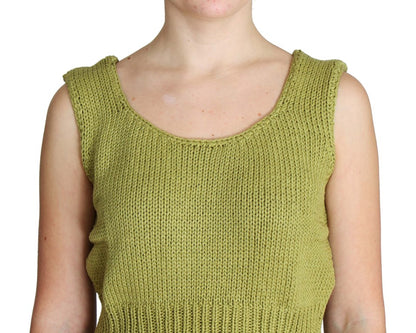  - Elegant Green Knit Sleeveless Vest Sweater