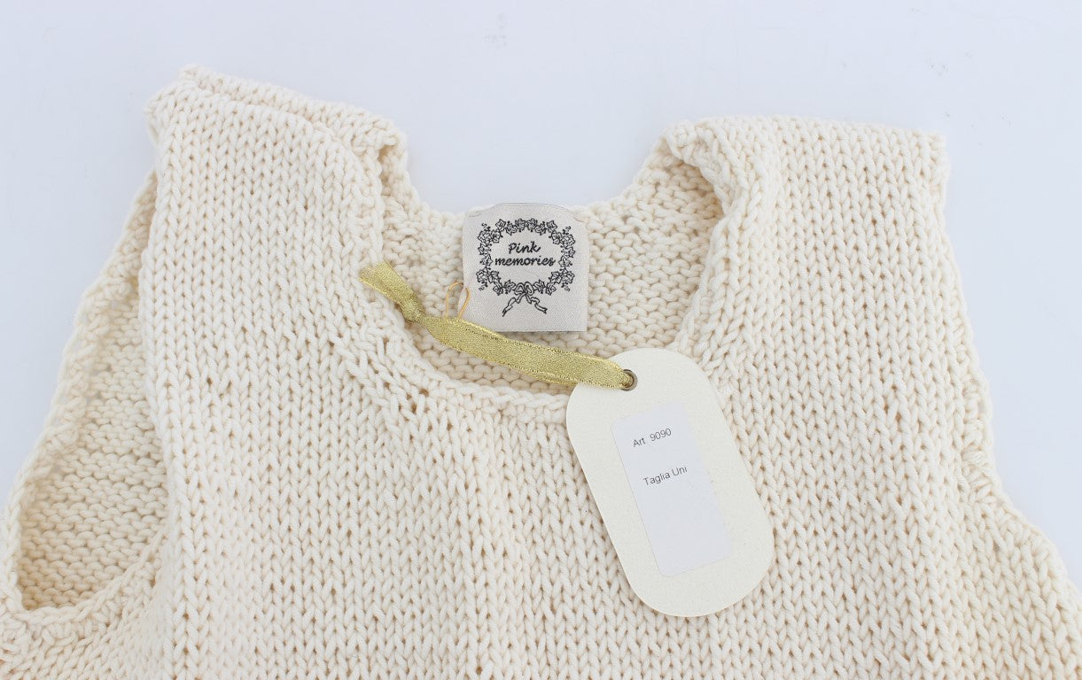  - Beige Sleeveless Cotton Blend Vest Sweater